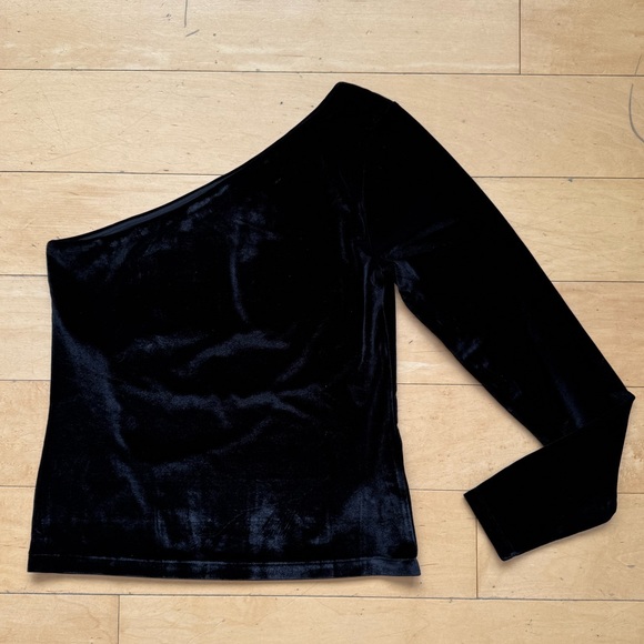 NWT Polo Ralph Lauren Stretch‎ Velvet Blouse, Medium, one shoulder, shirt, top - Picture 1 of 9